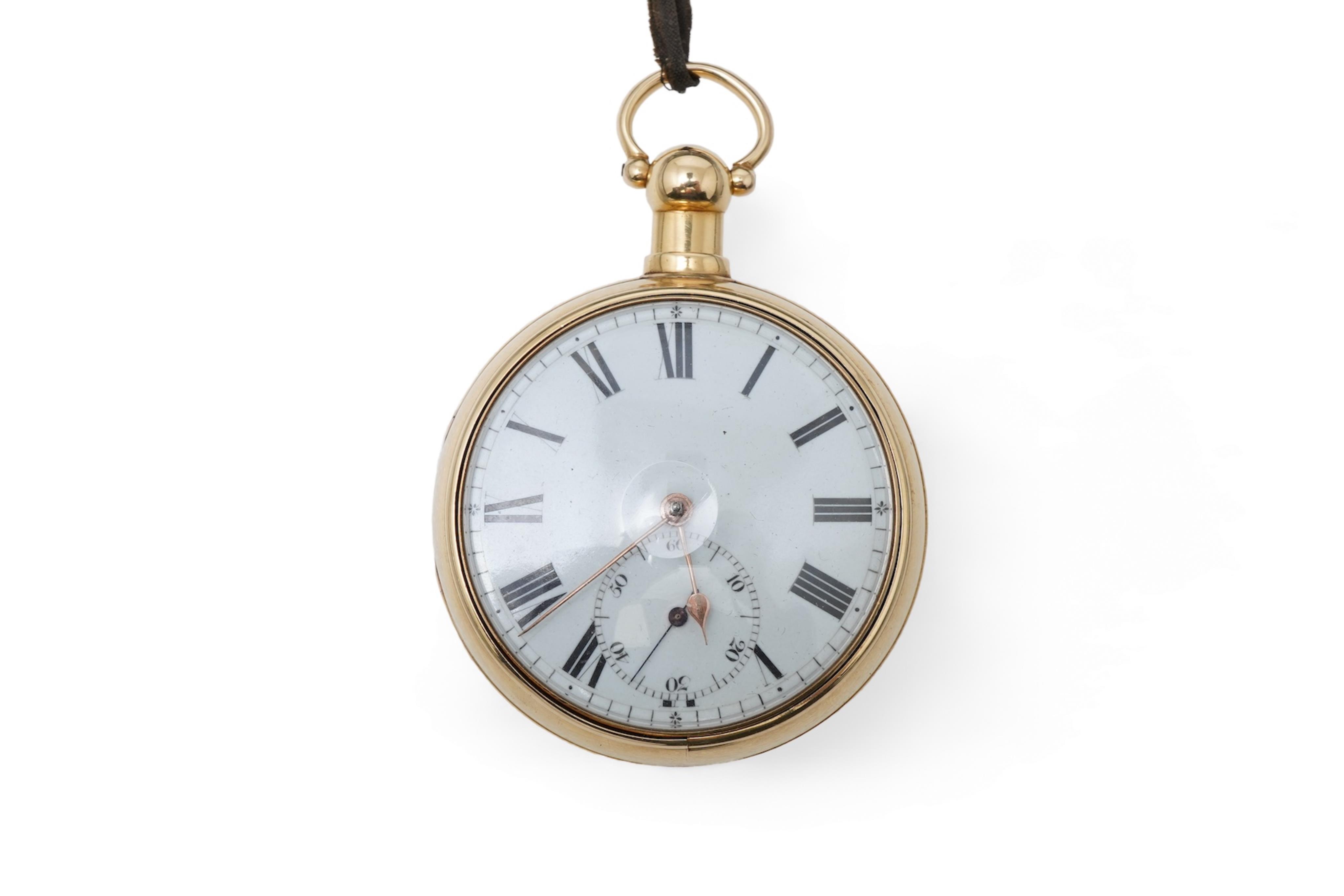 A late George III 18ct gold pair cased open faced keywind single fusee pocket watch by James Glover of Manchester